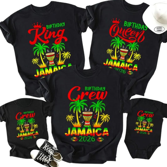 Matching Jamaica Birthday Queen King Family T Shirt, Custom Family Jamaica Vacation Matching Shirts For Birthday ET1133
