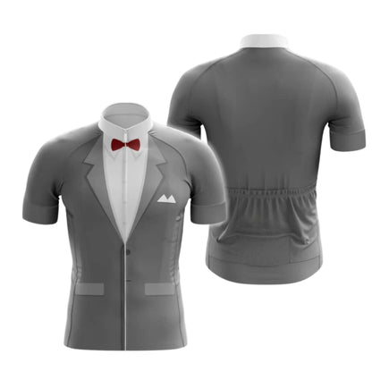 Tuxedo Grey And White Cycling Short Sleeve Jersey For Mens, Tuxedo Cycling Jerseys CZ0143