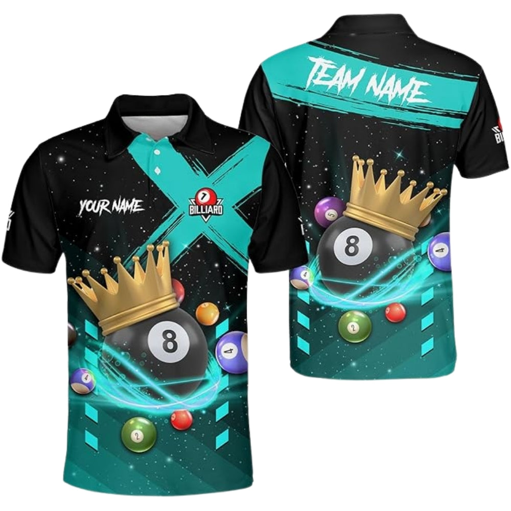 Custom King 8 Ball Polo Shirt For Men, Custom Pool Billiard Team Shirts BIZ0185