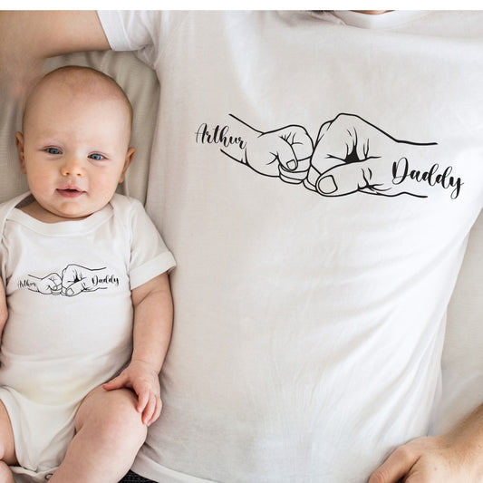 Custom Fist Bump Matching Son And Dad T Shirt, Personalized Matching Family Shirts For Father Day ET0555