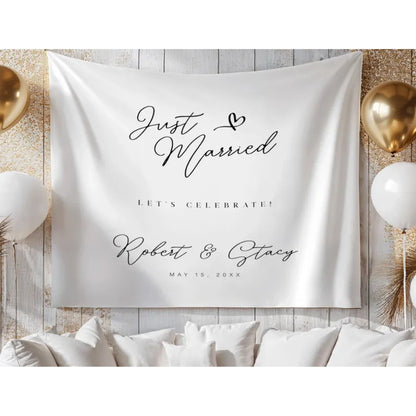 Personalized Minimalist Wedding Banner, Custom Couple Name Wedding Banner WD0249