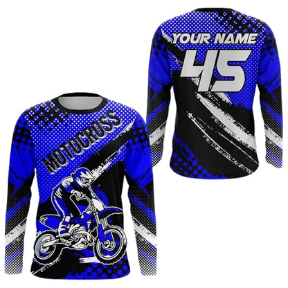 Personalized Motocross Black Orange Long Sleeve Jersey For Men, Custom Name Number Dirt Bike Shirts MZ0087