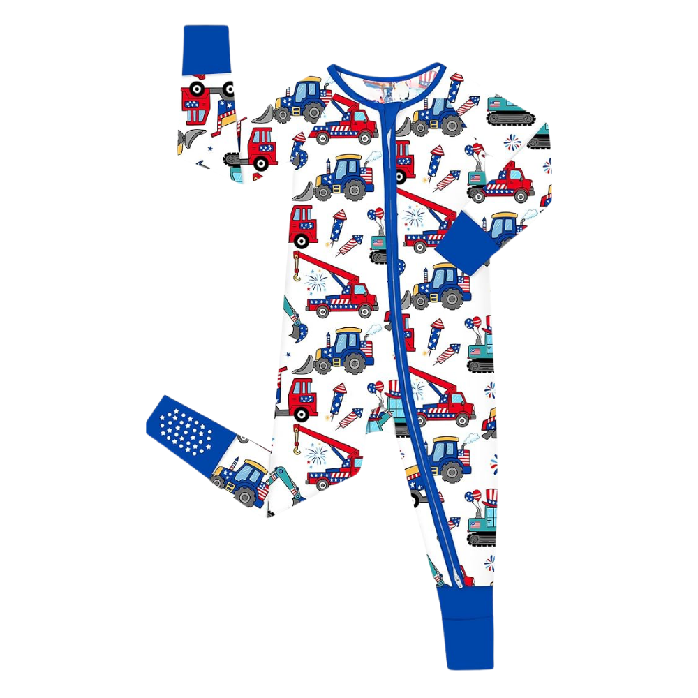 Construction Vehicle Baby Convertible Zippy Romper, Construction Baby Romper Convertible BB0874