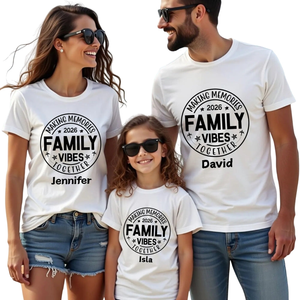 Family Vibes Making Memories Together Custom Vacation Matching T Shirts For Family, Custom Family Vacation Shirts ET0275