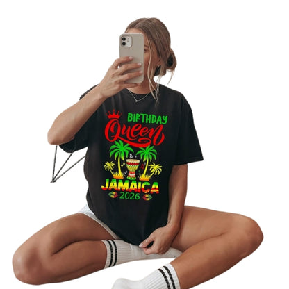 Matching Jamaica Birthday Queen King Family T Shirt, Custom Family Jamaica Vacation Matching Shirts For Birthday ET1133