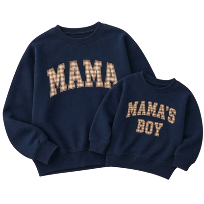 Mama & Mama's Boy Gingham Matching Sweatshirt, Mother And Son Sweatshirt Matching ET1621