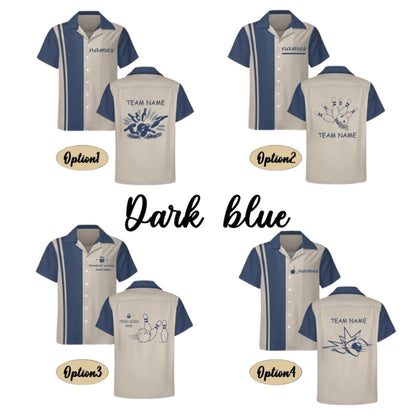 Black Beige Custom Vintage Bowling Hawaiian Shirt, Custom Vintage Bowling Team Shirts BE0139
