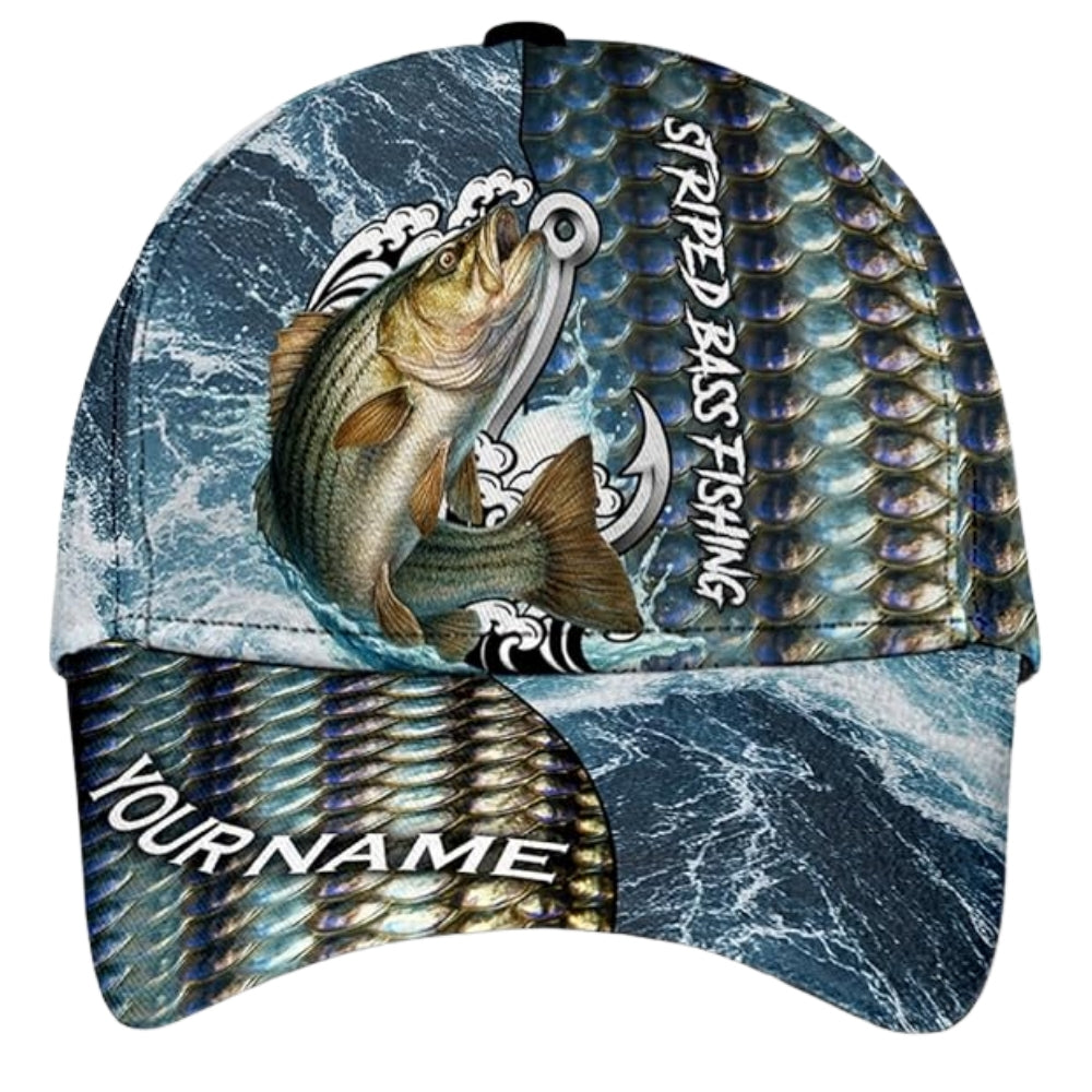 Bass Fishing Custom 3D Baseball Cap For Fisherman, Custom Bass Fishing Caps Hats CP0241
