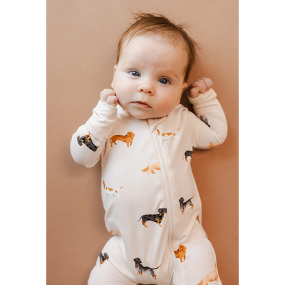 Wiener Dachshund Baby Romper Convertible Zipper, Dachshund Dog Convertible Romper Baby BB0734