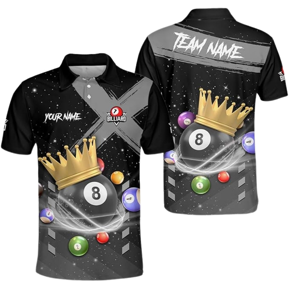 Custom King 8 Ball Polo Shirt For Men, Custom Pool Billiard Team Shirts BIZ0185