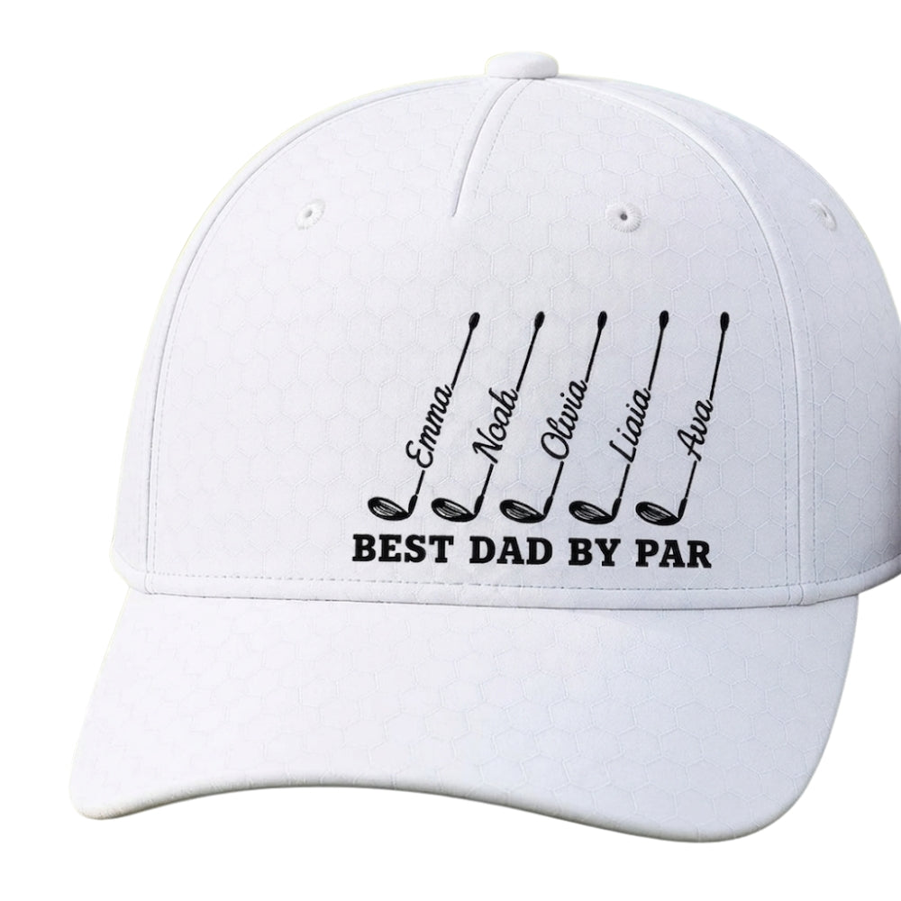 Best Dad By Par Personalized Father Day Golf Baseball Cap With Kid Names, Custom Dad Grandpa Golf Hat 3D Printed CP0504