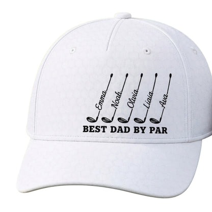 Best Dad By Par Personalized Father Day Golf Baseball Cap With Kid Names, Custom Dad Grandpa Golf Hat 3D Printed CP0504