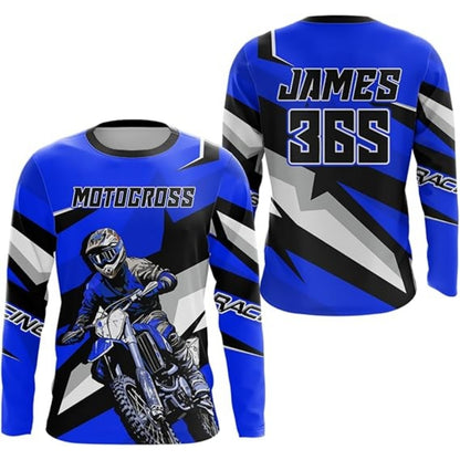 Custom Mens Green Motocross Racing Long Sleeve Jersey Shirts, Personalised MX Jersey MZ0012