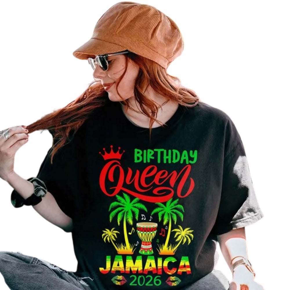 Matching Jamaica Birthday Queen King Family T Shirt, Custom Family Jamaica Vacation Matching Shirts For Birthday ET1133