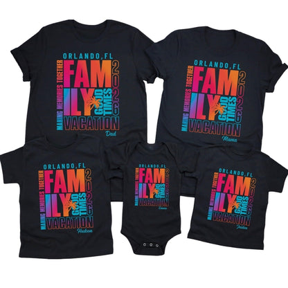 Custom Matching Family Vacation Neon T Shirts Making Memories Together, Custom Family Travel Matching Shirts ET0556