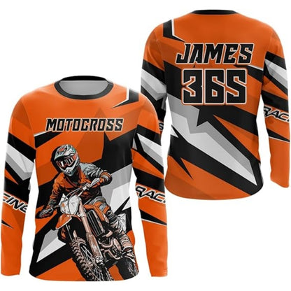 Custom Mens Green Motocross Racing Long Sleeve Jersey Shirts, Personalised MX Jersey MZ0012