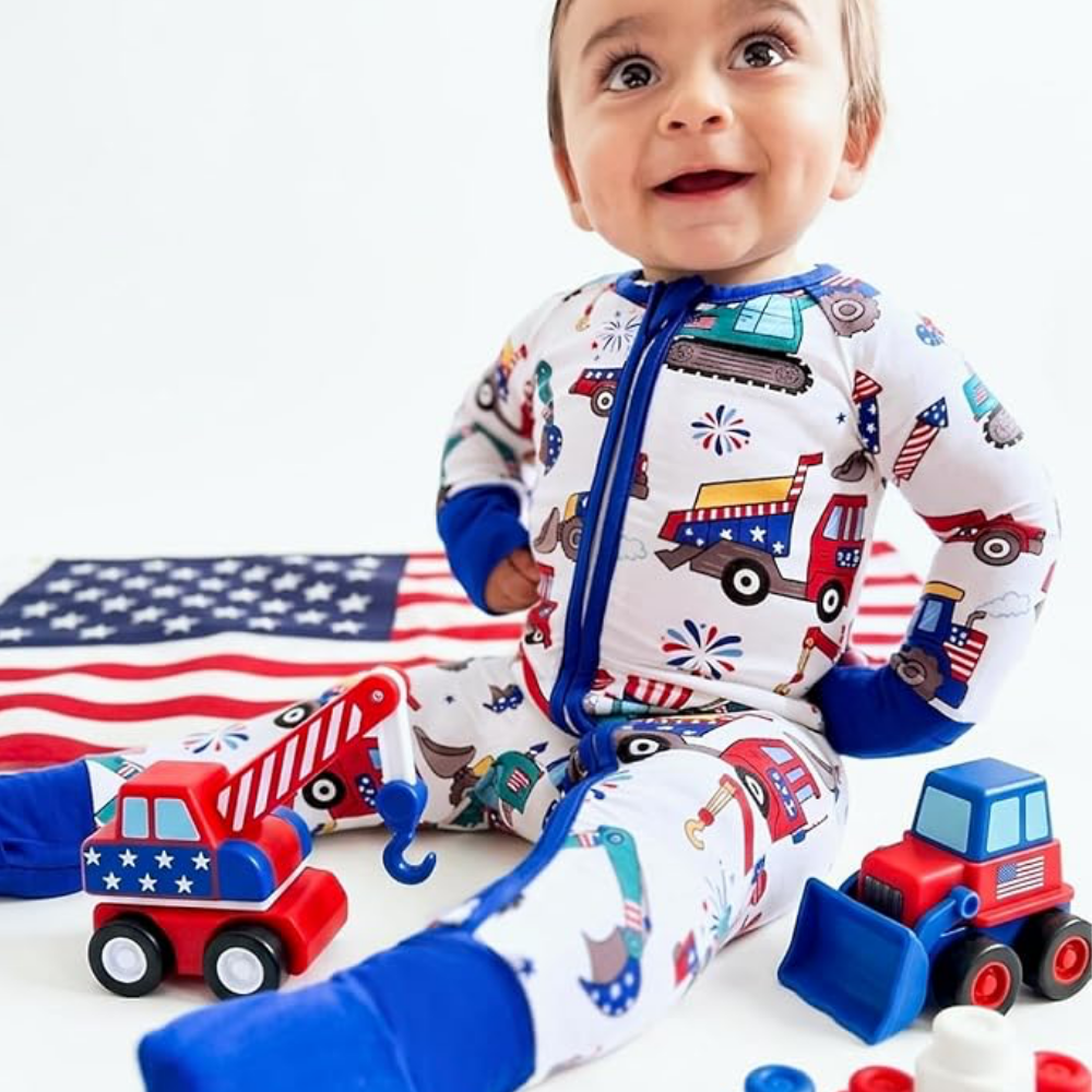 Construction Vehicle Baby Convertible Zippy Romper, Construction Baby Romper Convertible BB0874