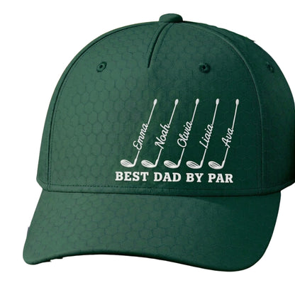 Best Dad By Par Personalized Father Day Golf Baseball Cap With Kid Names, Custom Dad Grandpa Golf Hat 3D Printed CP0504