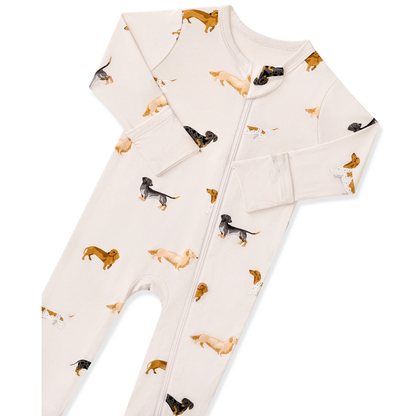 Wiener Dachshund Baby Romper Convertible Zipper, Dachshund Dog Convertible Romper Baby BB0734