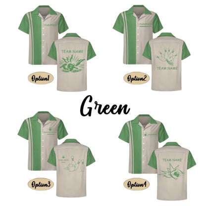 Black Beige Custom Vintage Bowling Hawaiian Shirt, Custom Vintage Bowling Team Shirts BE0139