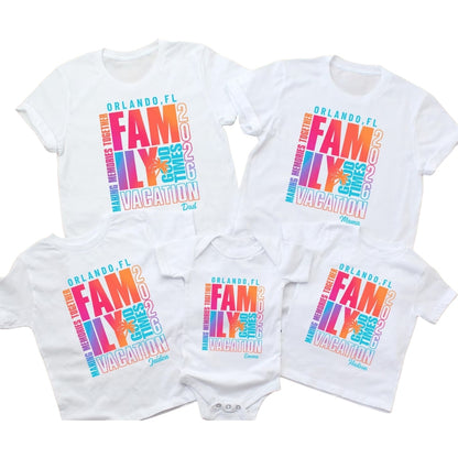 Custom Matching Family Vacation Neon T Shirts Making Memories Together, Custom Family Travel Matching Shirts ET0556