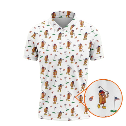 Funny Hot Dog Golf Polo Shirt For Men, Hot Dog Golf Shirts GE0317