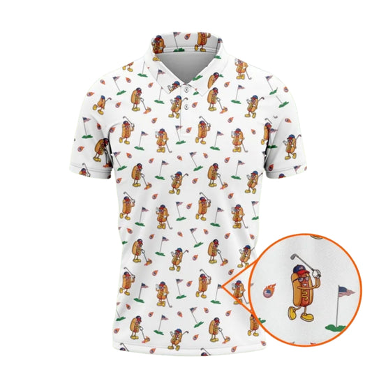 Funny Hot Dog Golf Polo Shirt For Men, Hot Dog Golf Shirts GE0317