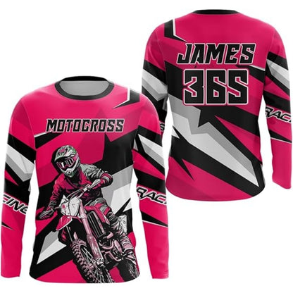 Custom Mens Green Motocross Racing Long Sleeve Jersey Shirts, Personalised MX Jersey MZ0012
