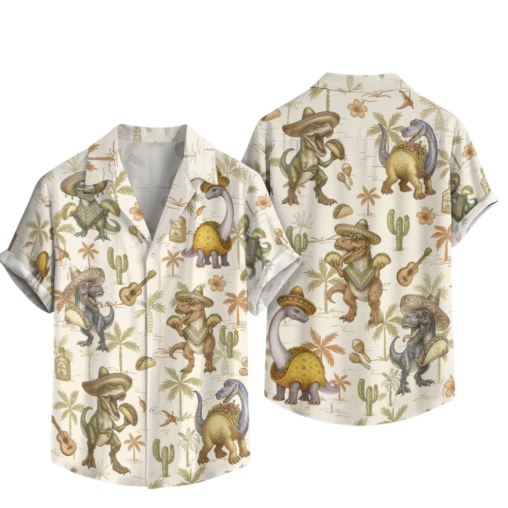Dinosaur Taco Western Hawaiian Shirt For Men Women, Western Dinosaur Hawaiian Shirts HE0060