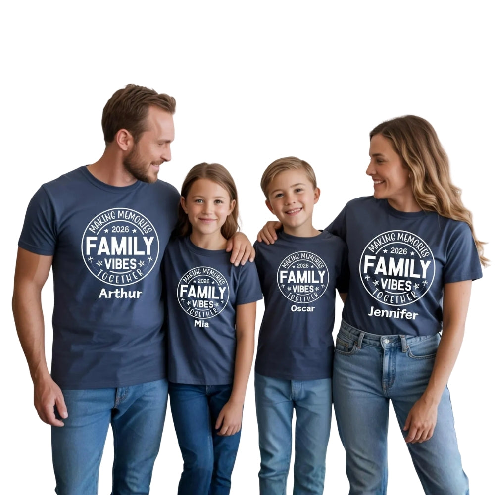 Family Vibes Making Memories Together Custom Vacation Matching T Shirts For Family, Custom Family Vacation Shirts ET0275