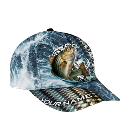 Bass Fishing Custom 3D Baseball Cap For Fisherman, Custom Bass Fishing Caps Hats CP0241