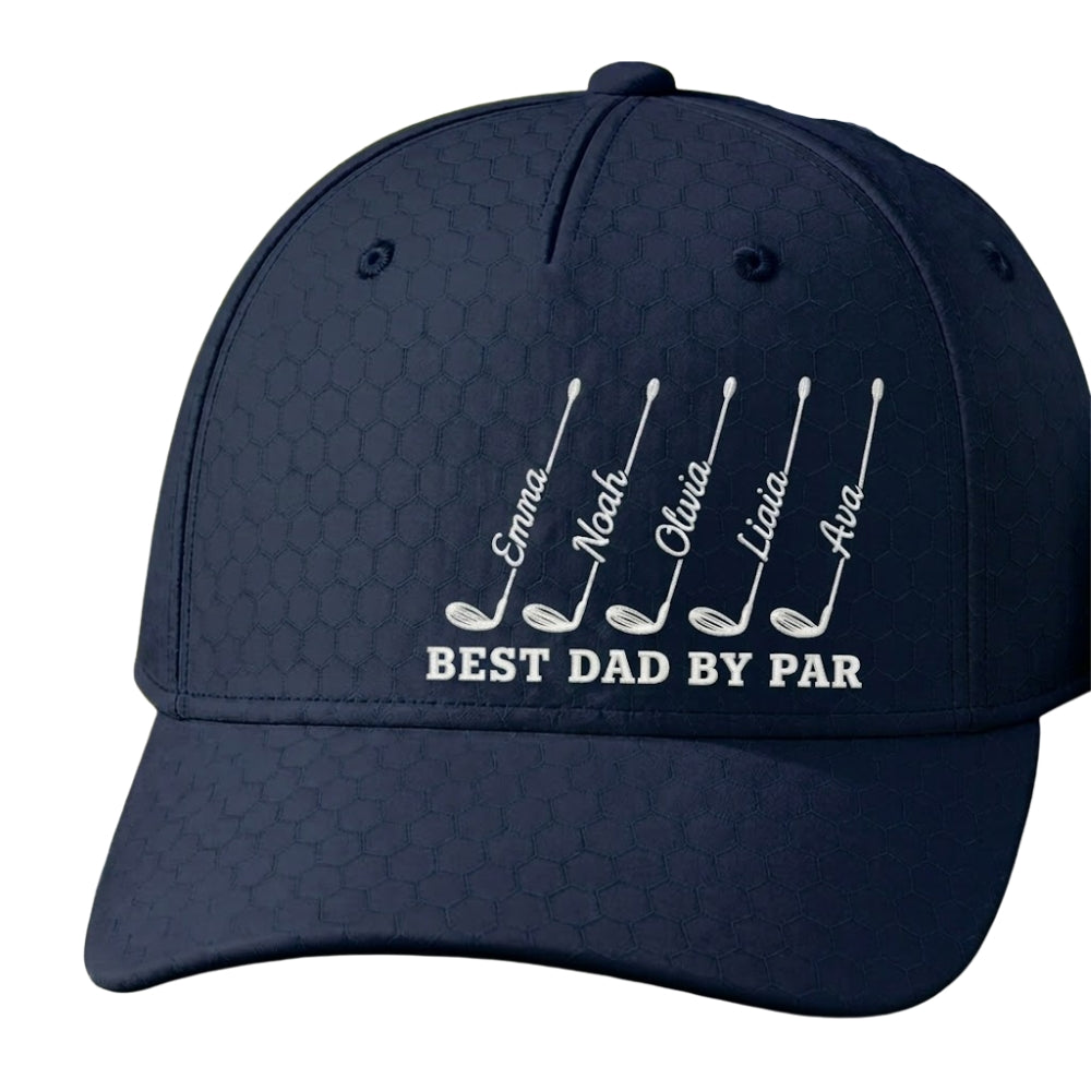 Best Dad By Par Personalized Father Day Golf Baseball Cap With Kid Names, Custom Dad Grandpa Golf Hat 3D Printed CP0504
