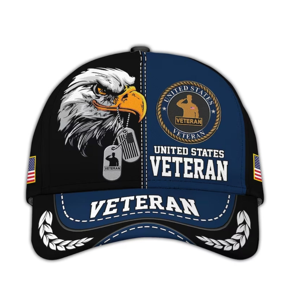 Eagle United State Veteran 3D Baseball Cap, US Veteran Hats Caps CP0119