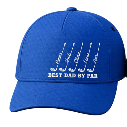 Best Dad By Par Personalized Father Day Golf Baseball Cap With Kid Names, Custom Dad Grandpa Golf Hat 3D Printed CP0504