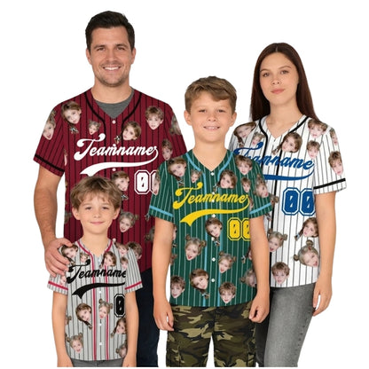 Custom Face Matching Baseball Jersey Family, Personalized Photo Matching Baseball Shirts For Family ET0701