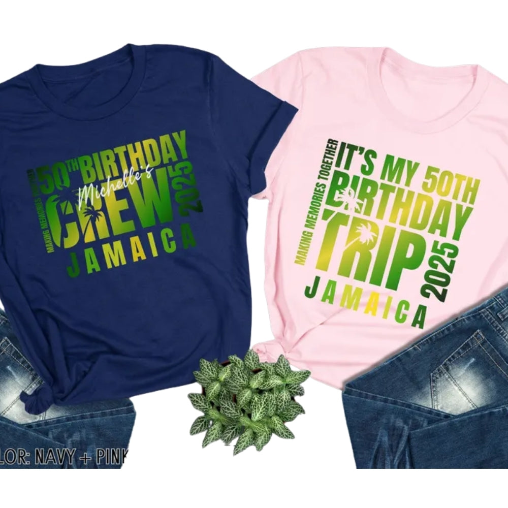 It's My 50th Birthday Trip Jamaica Matching T Shirts For Family, Custom 50th Birthday Jamaica Family Shirts ET1134