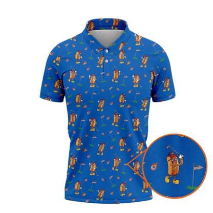Funny Hot Dog Golf Polo Shirt For Men, Hot Dog Golf Shirts GE0317