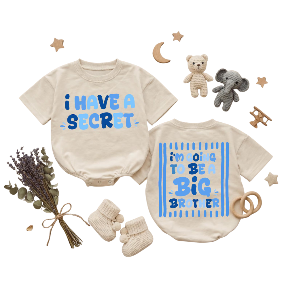I Have Secret I'm Going To Be A Big Brother Baby T Shirt Bubble Romper, Baby Announcement Baby Boy Romper BB0857