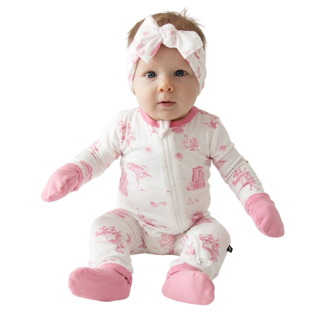 Ballet Pink White Baby Convertible Zipper Romper, Ballet Baby Girl Romper Convertible BB0735