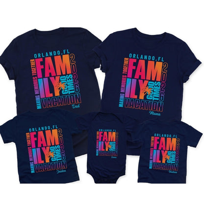 Custom Matching Family Vacation Neon T Shirts Making Memories Together, Custom Family Travel Matching Shirts ET0556