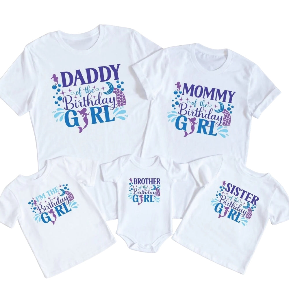 Custom Mermaid Birthday Matching Family T Shirts, Custom Matching Mermaid Birthday Shirts For Family ET0418
