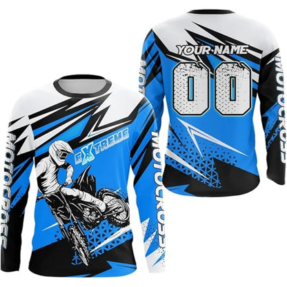 Personalised Motocross Long Sleeve Jersey Orange For Men, Custom Motocross Shirts MZ0013