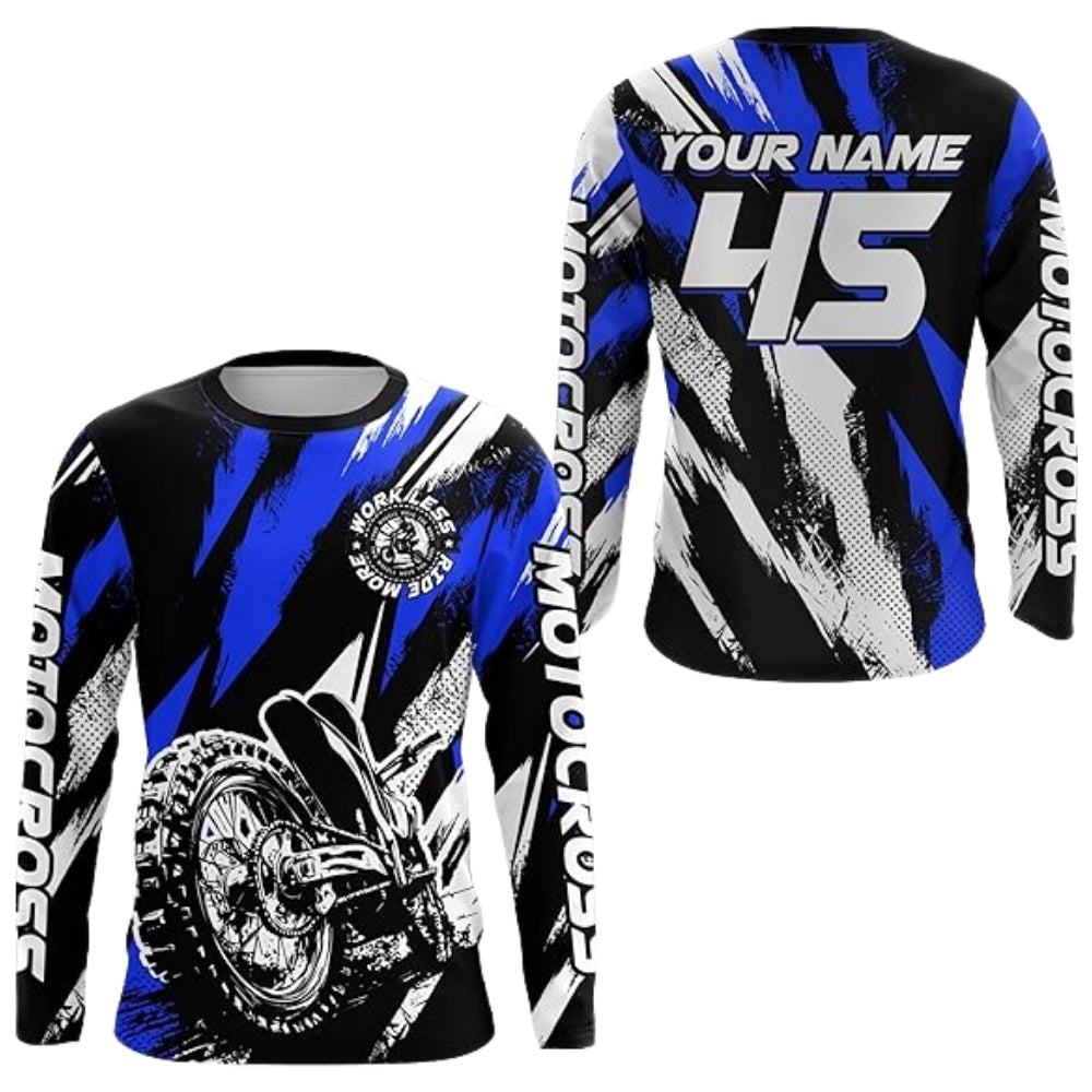 Custom Name Number Motocross Long Sleeve Men Jersey Black Red, Custom Racing Dirt Bike Shirts MZ0088