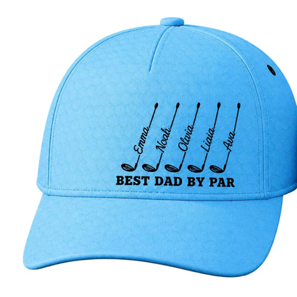 Best Dad By Par Personalized Father Day Golf Baseball Cap With Kid Names, Custom Dad Grandpa Golf Hat 3D Printed CP0504