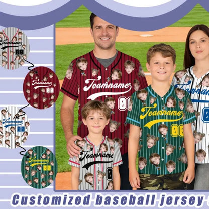 Custom Face Matching Baseball Jersey Family, Personalized Photo Matching Baseball Shirts For Family ET0701