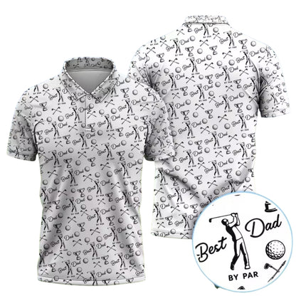 Best Dad By Par Golf Polo Shirt Men Black White, Father's Day Golf Shirts GE0416