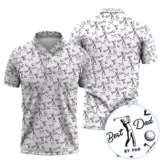 Best Dad By Par Golf Polo Shirt Men Black White, Father's Day Golf Shirts GE0416
