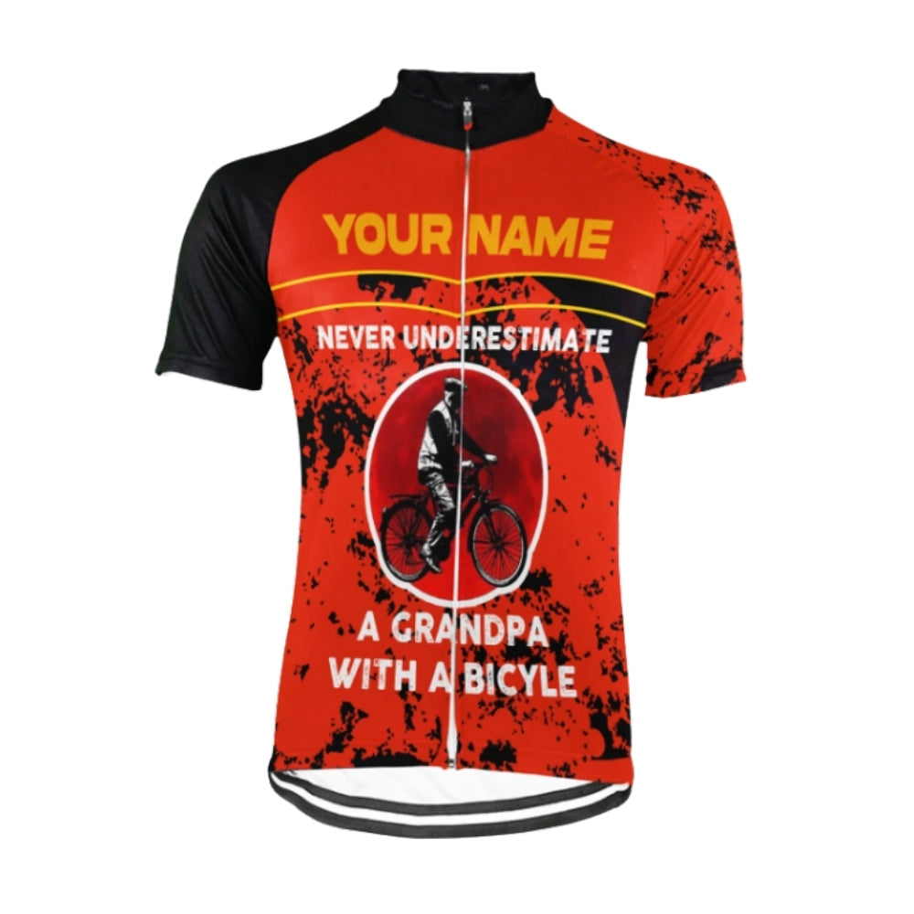 Never Underestimate A Grandpa With A Bicycle Custom Men's Cycling Short Sleeve Jersey, Custom Funny Grandpa Cycling Jersey CG0670