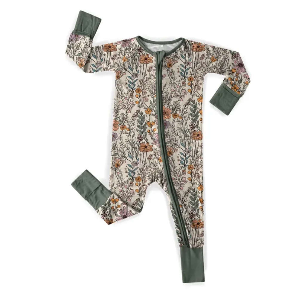 Vintage Floral Baby Romper Convertible Zipper, Floral Baby Romper Convertible BB0338