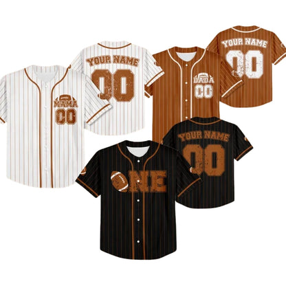 Custom One Football 1st Birthday Family Matching Baseball Jersey, Custom First Birthday Family Baseball Shirts ET0702